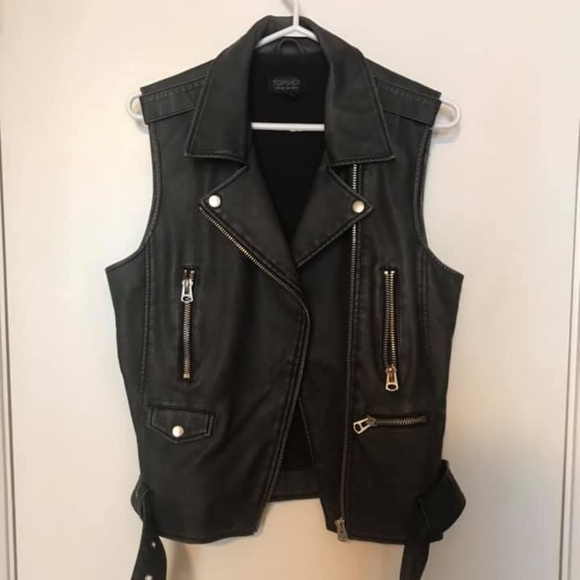 Topshop Jackets & Blazers - WOMENS TOP SHOP VEGAN LEATHER VEST